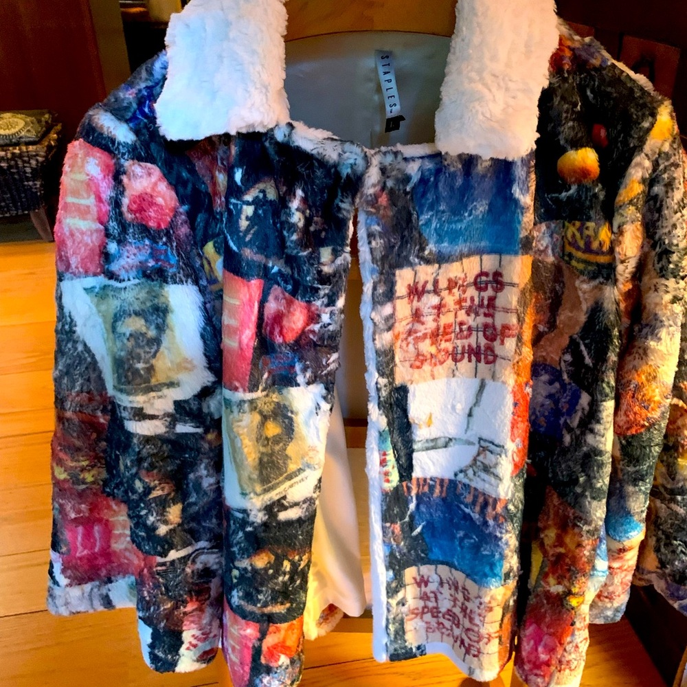 Sumptuous Furry and Soft satin lined jacket with Beatles motifs
